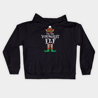 I'm The Youngest Elf Matching Family Christmas Pajama Shirt Kids Hoodie